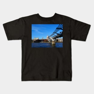 Millennium Bridge, London and St Paul's Cathedral Kids T-Shirt